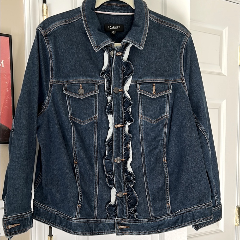 Talbots Blue Jean Jacket Classic Stretch Dark Wash - size 2XP
